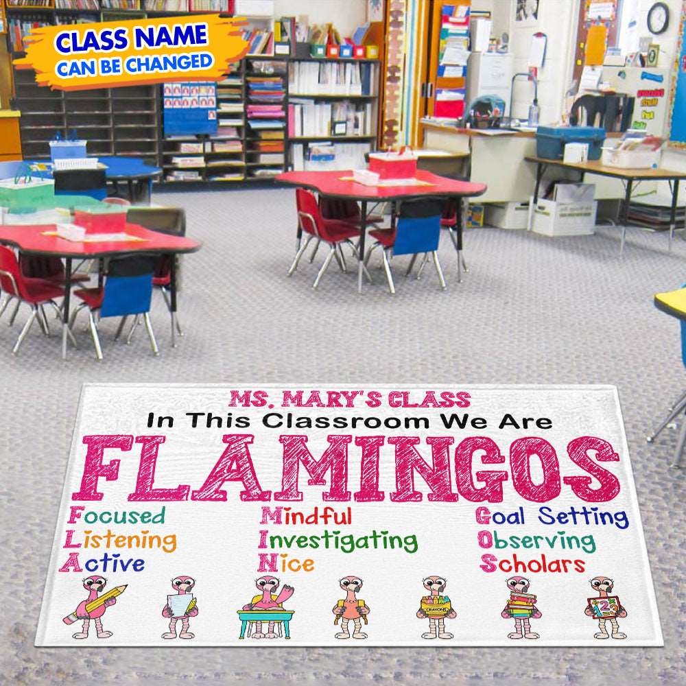 Personalized Teacher In This Classroom Cute Flamingos Doormat
