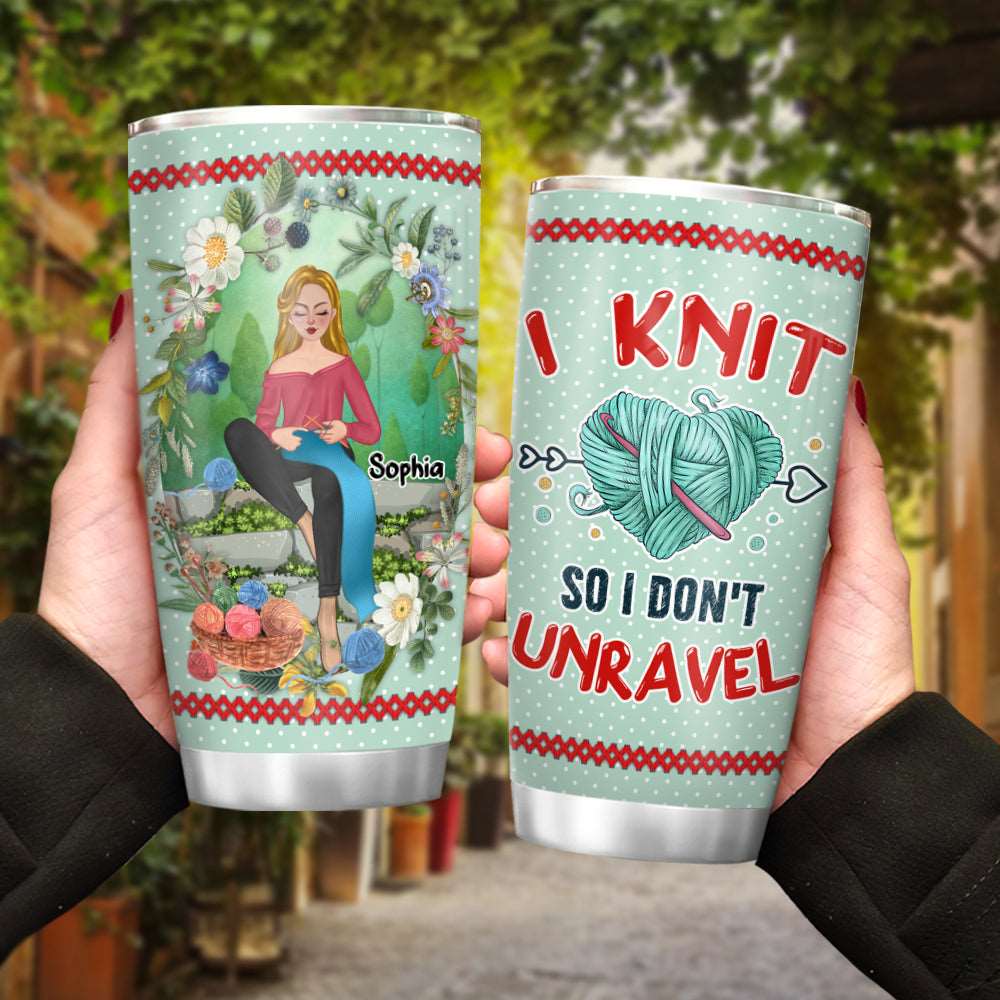 Personalized Knitting Crochet So I Don't Unravel Tumbler , Gift for Knitting lovers & Crochet lovers