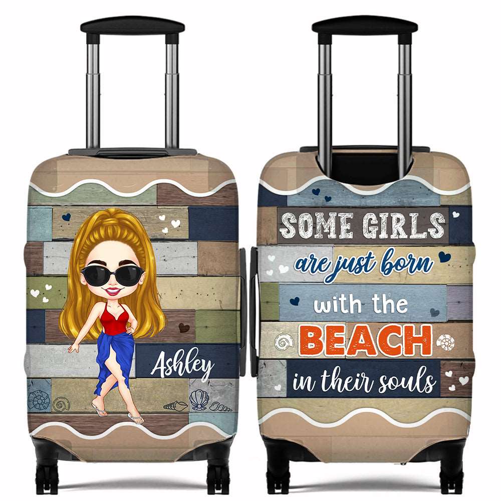 Personalized Some Girls Are Born With Beach In Souls Luggage Cover, Gift For Her