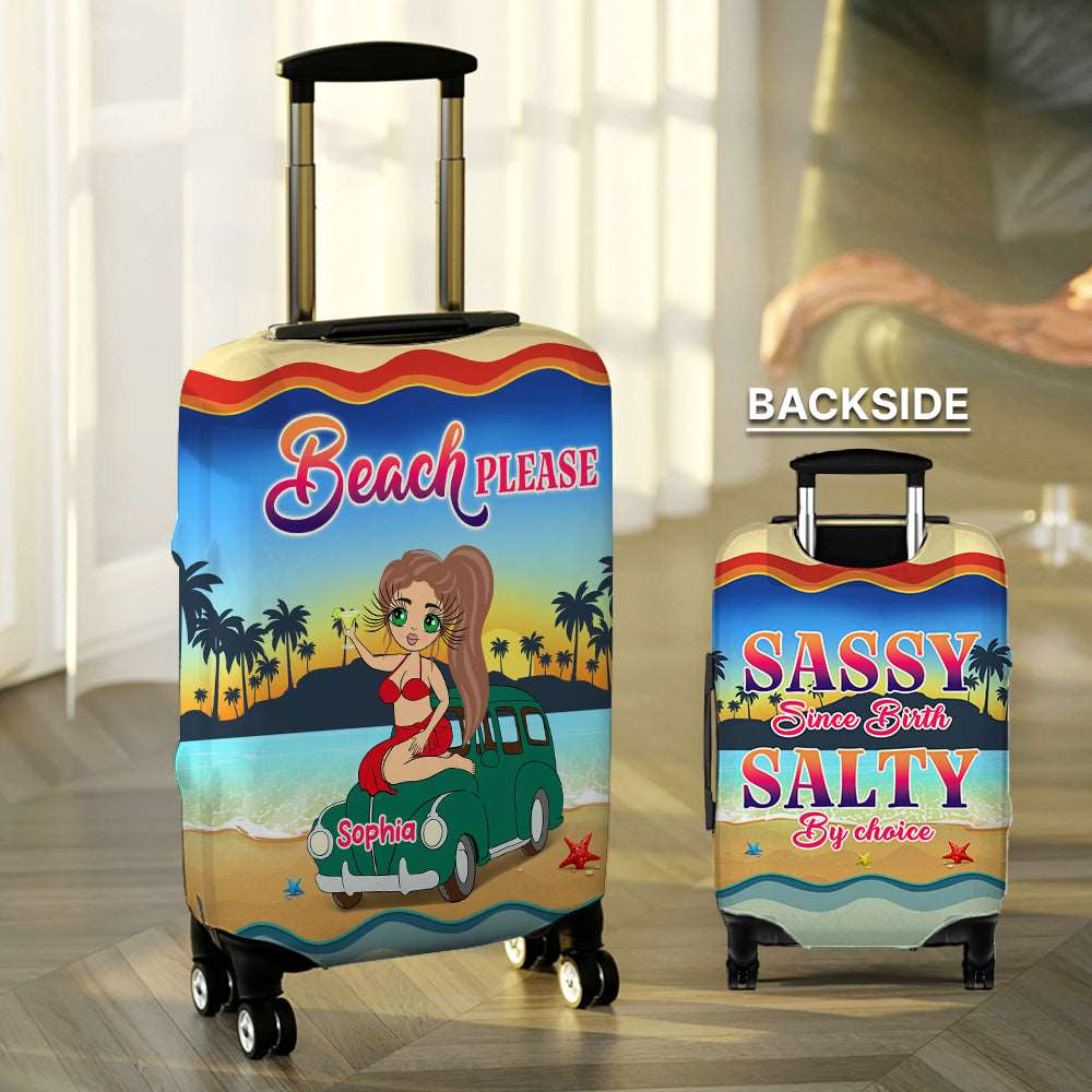 Personalized Salty Lil Beach Beach Girl Luggage Cover NtP230706002