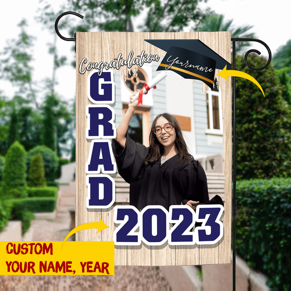 Best Gift Idea Graduation Class of 2023 Custom Name Year Garden Flag - Extrabily