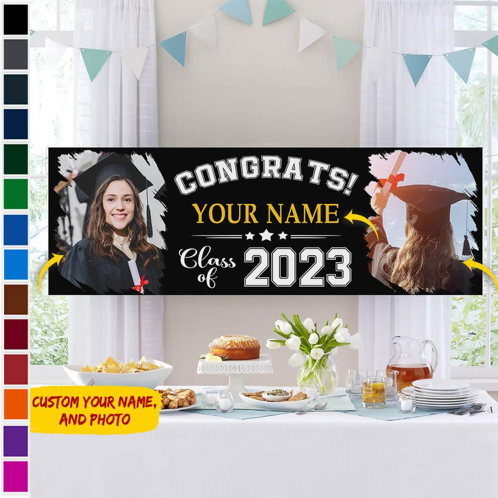 Congrats Class of 2023 Banner With Custom Image, Graduation Gift - Extrabily