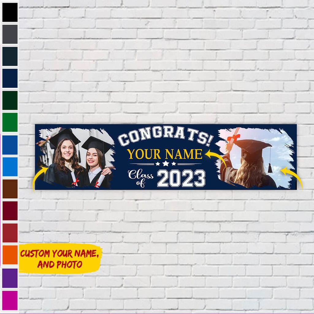 Congrats Class of 2023 Banner With Custom Image, Graduation Gift - Extrabily