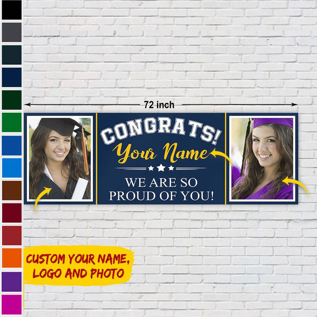 Congrats Class of 2023 Banner With Custom Name Image, Graduation Gift - Extrabily