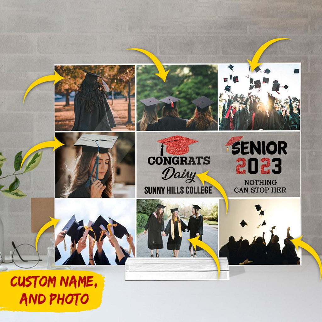 Congrats Customized Photo Graduation Acrylic Plaque and Stand, Graduation Gift - Extrabily