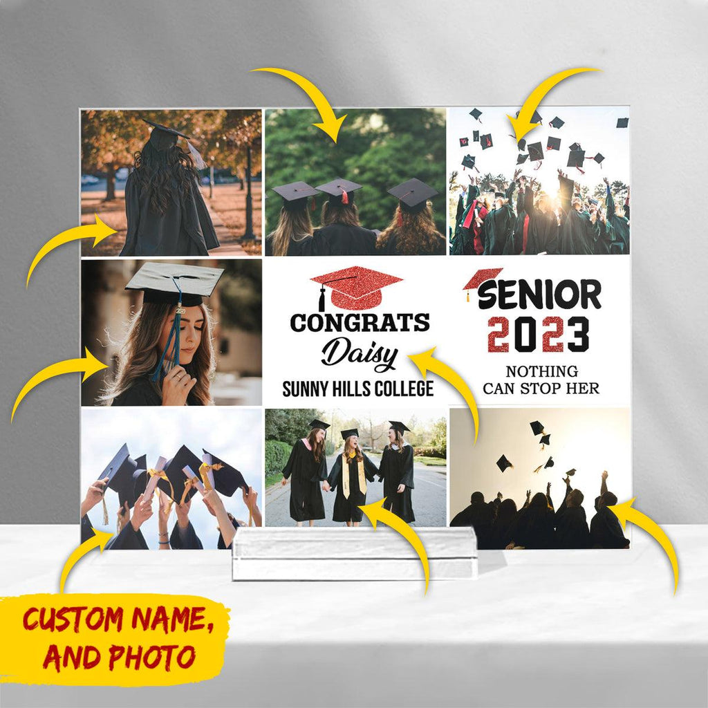 Congrats Customized Photo Graduation Acrylic Plaque and Stand, Graduation Gift - Extrabily