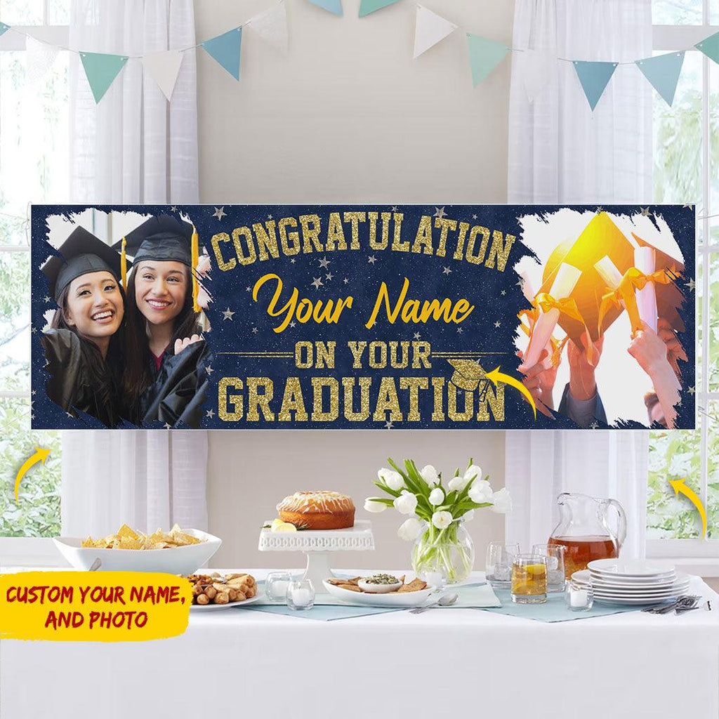 Congratulation On Your Graduation-Personalized Name Photo Banner - Extrabily