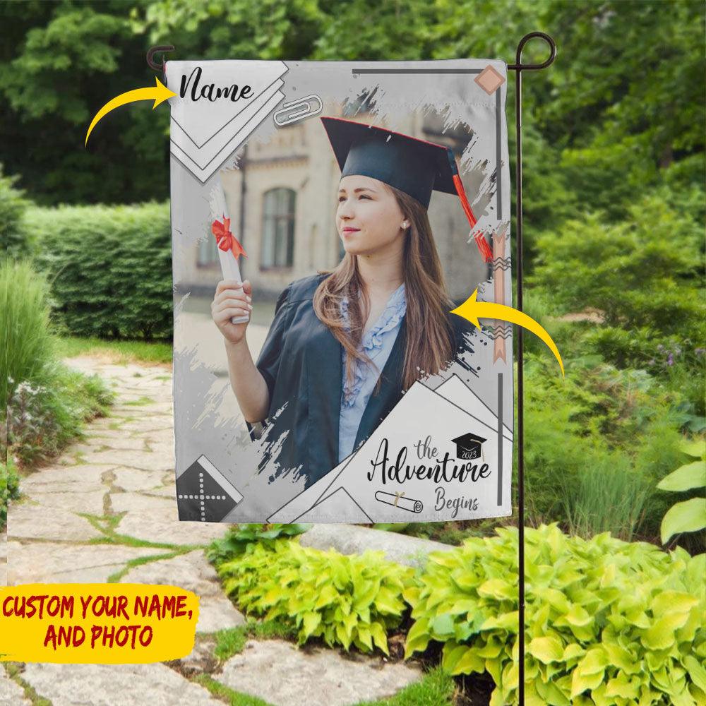 Congratulations Class of 2023 Custom Name Upload Photo Garden Flag, Graduation Gift - Extrabily