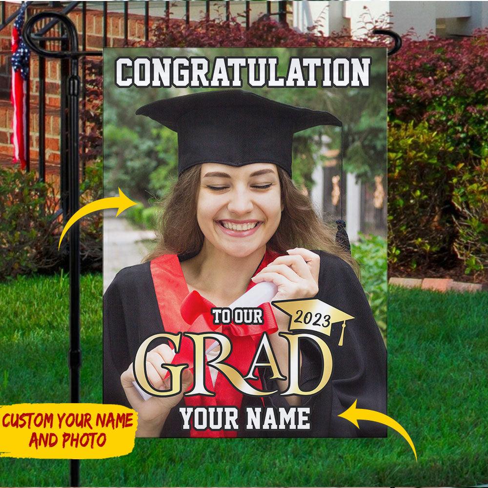 Congratulations Class of 2023 Custom Photo Name Garden Flag, Graduation Gift - Extrabily