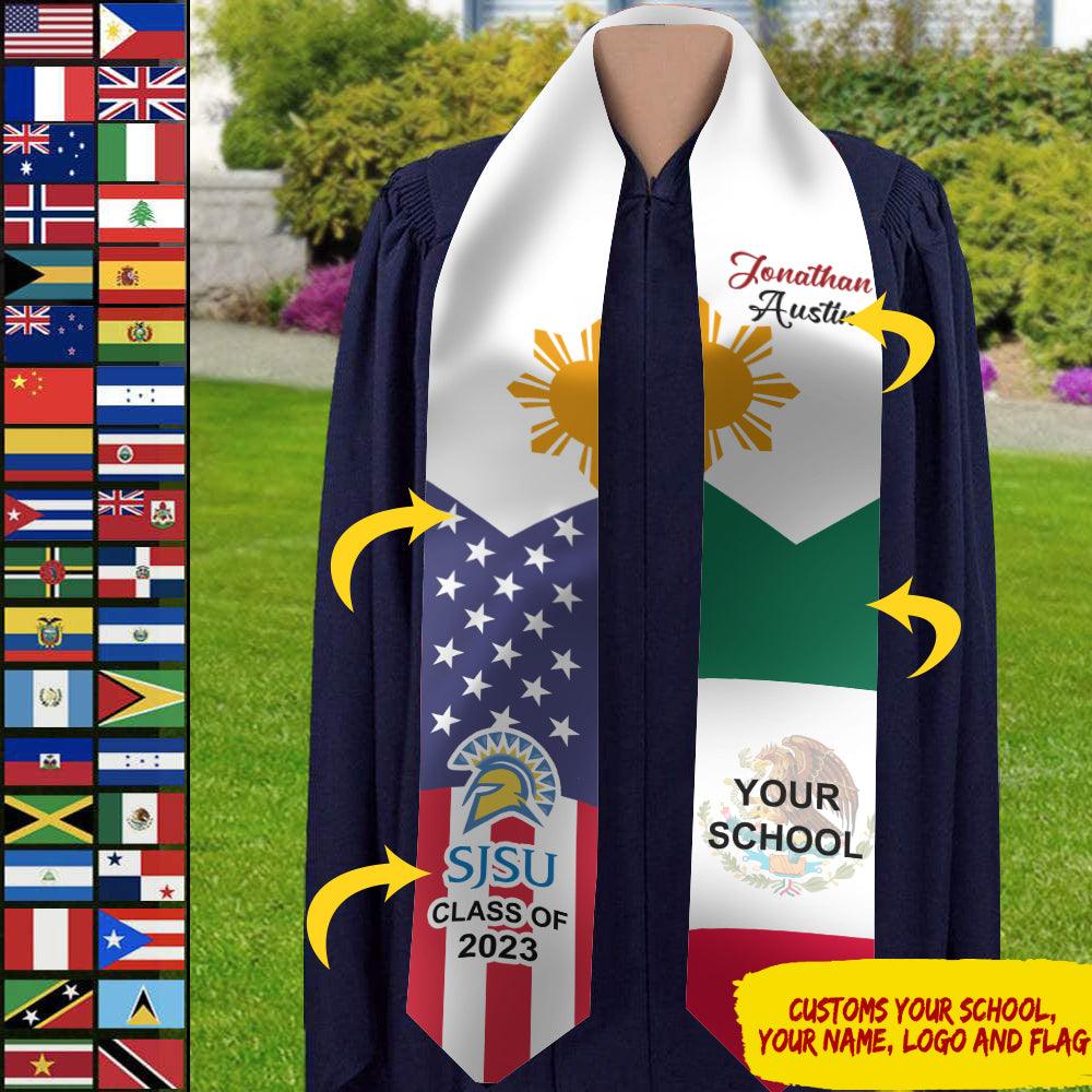 Country Flag Class of 2023 Stoles Sash, Graduation Gift - Extrabily