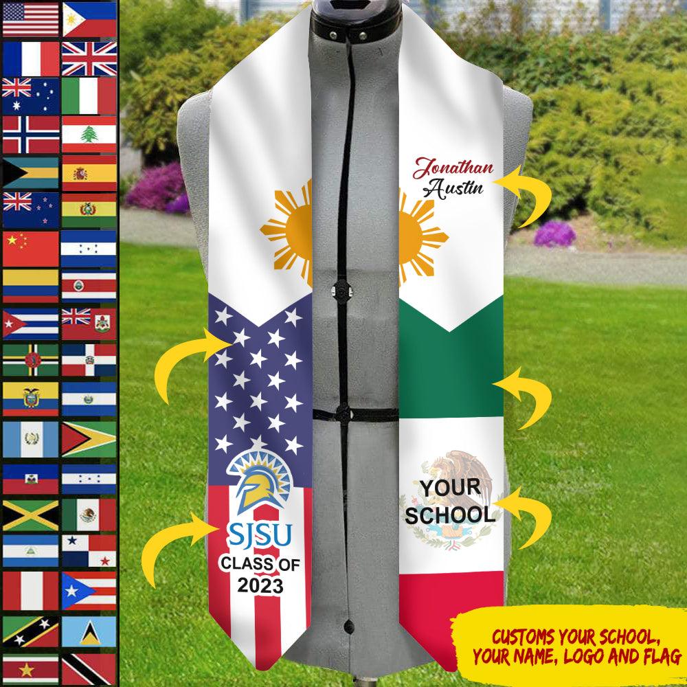 Country Flag Class of 2023 Stoles Sash, Graduation Gift - Extrabily