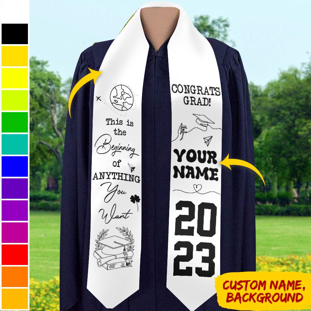 Custom Name Class of 2023 Stoles Sash, Graduation Gift - Extrabily