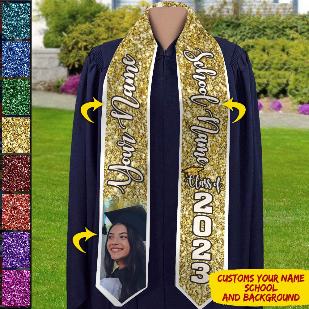 Custom Name School Name Class of 2023 Stoles Sash, Graduation Gift - Extrabily
