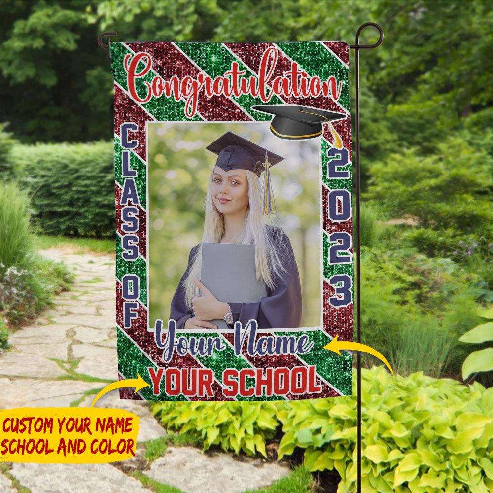 Custom Photo Congratulations Class Of 2023, Graduation Garden Flag - Extrabily