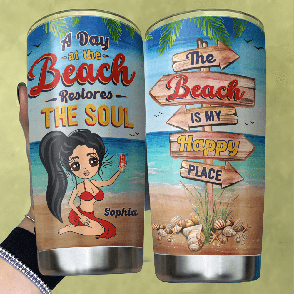 Personalized A Day At The Beach Gift For Her Tumbler - Extrabily