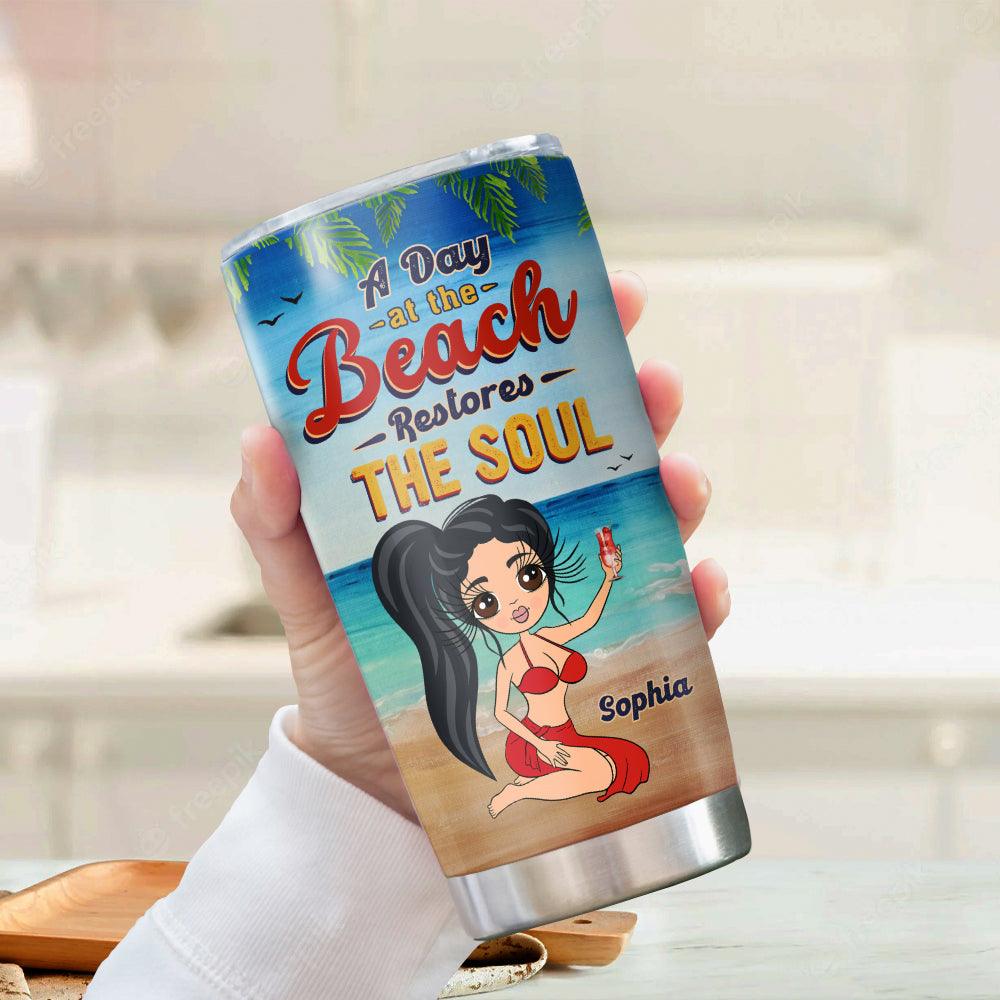 Personalized A Day At The Beach Gift For Her Tumbler - Extrabily