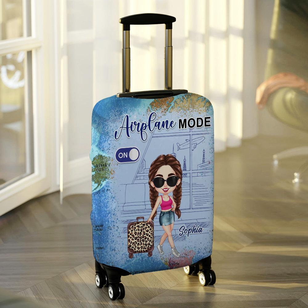 Personalized Airplane Mode Gift For Traveling Girl Luggage Cover - Extrabily