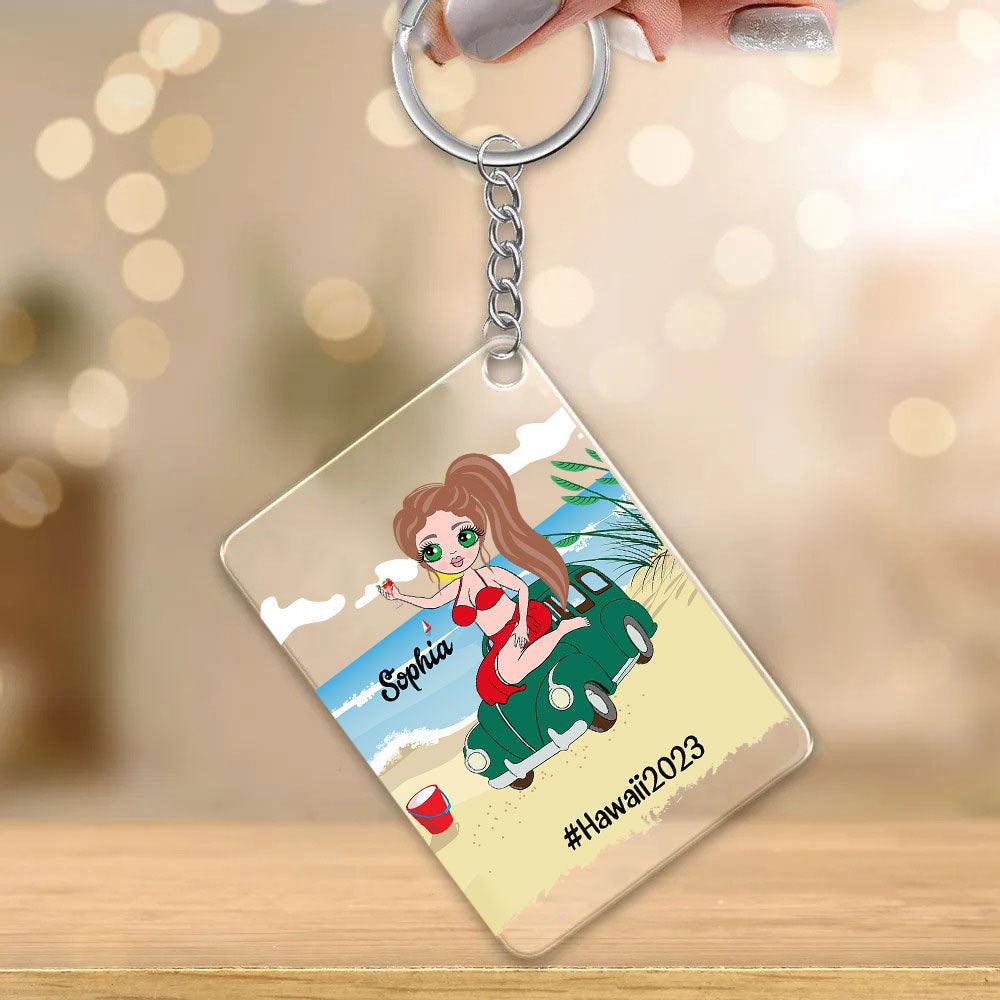 Personalized Beach Girl Acrylic Keychain, Gift For Her - Extrabily