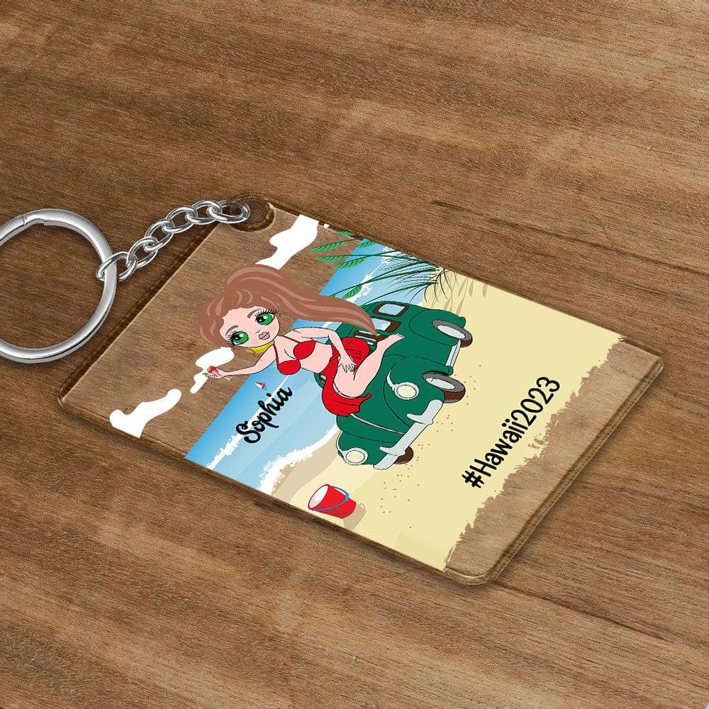 Personalized Beach Girl Acrylic Keychain, Gift For Her - Extrabily