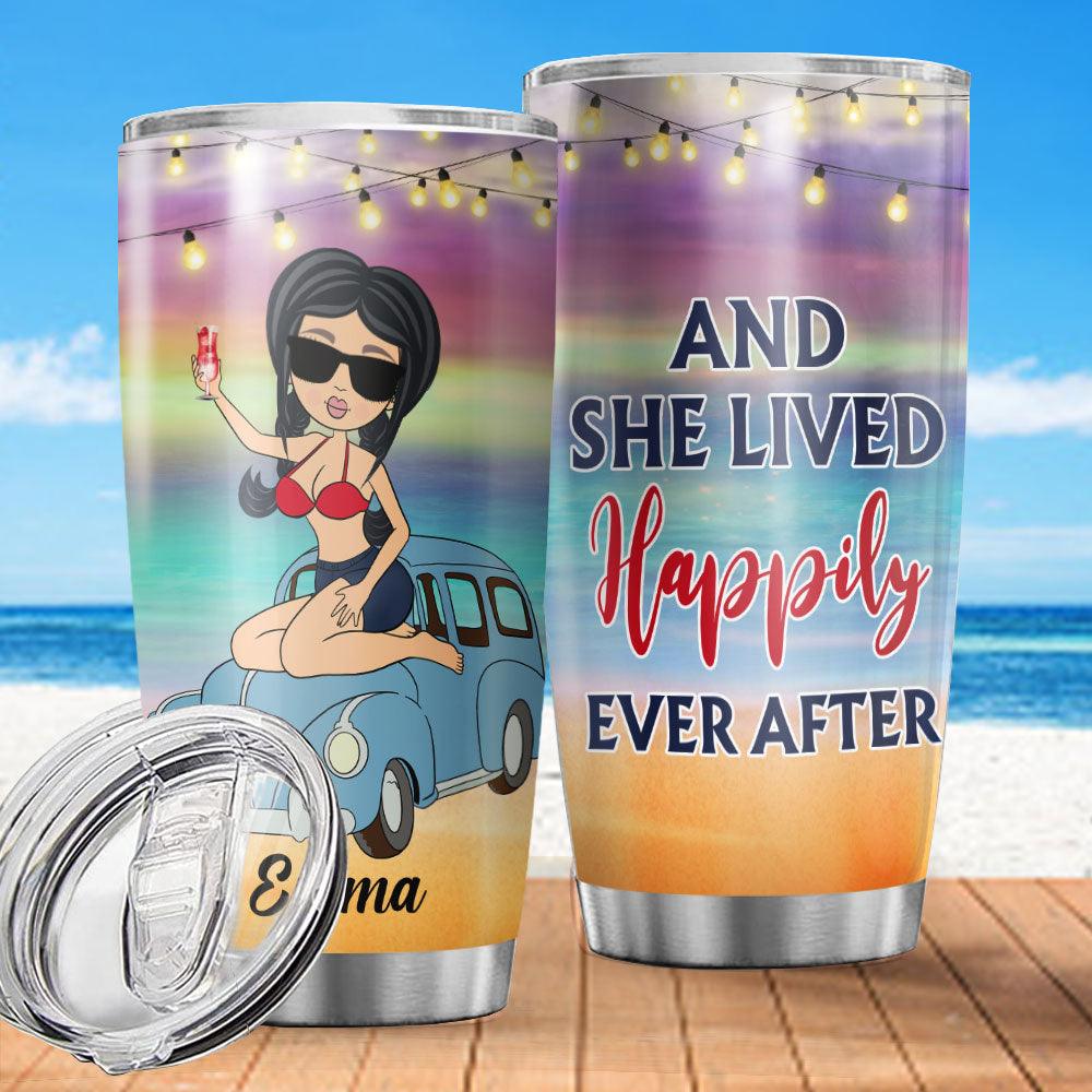 Personalized Beach Hair Don't Care Girl Drinking Tumbler - Extrabily
