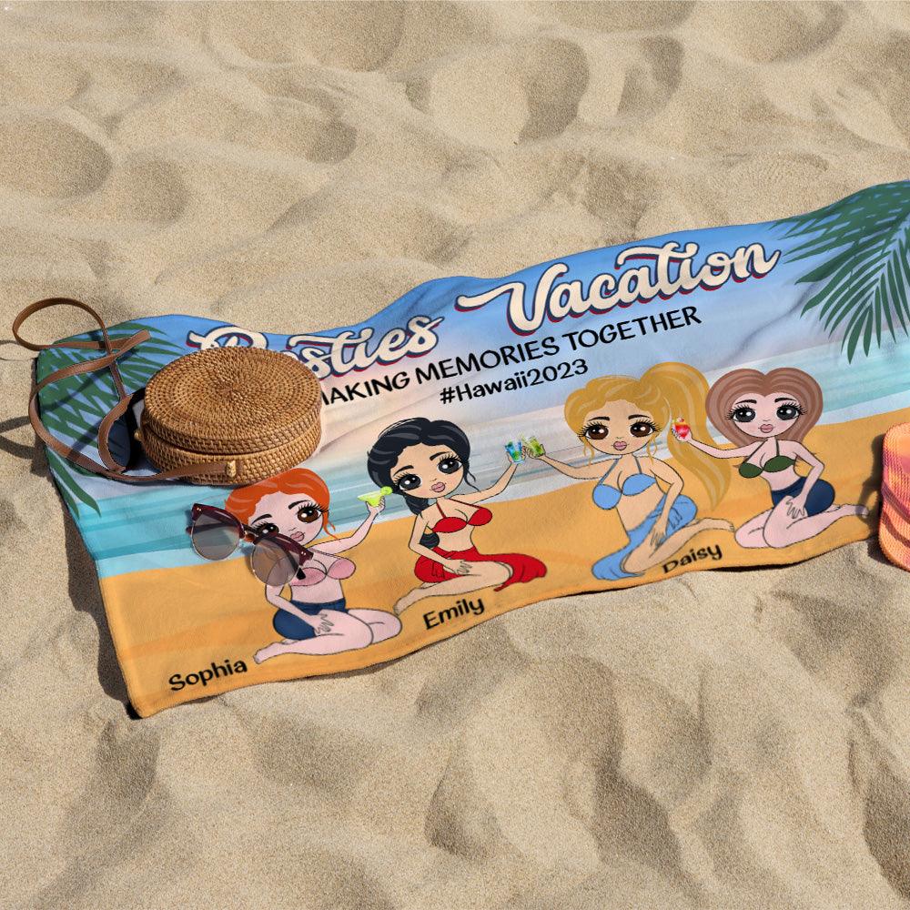 Personalized Besties Vacation Making Memories Beach Towel - Extrabily