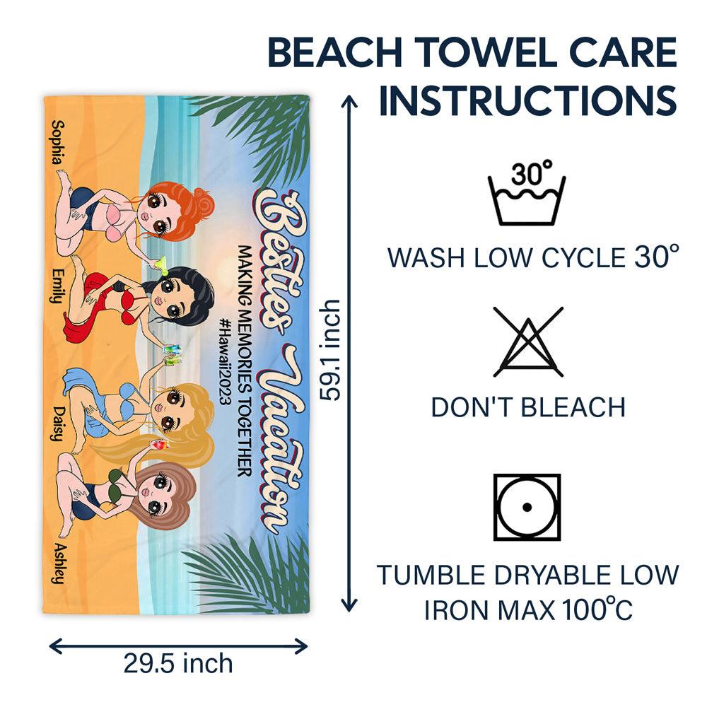 Personalized Besties Vacation Making Memories Beach Towel - Extrabily