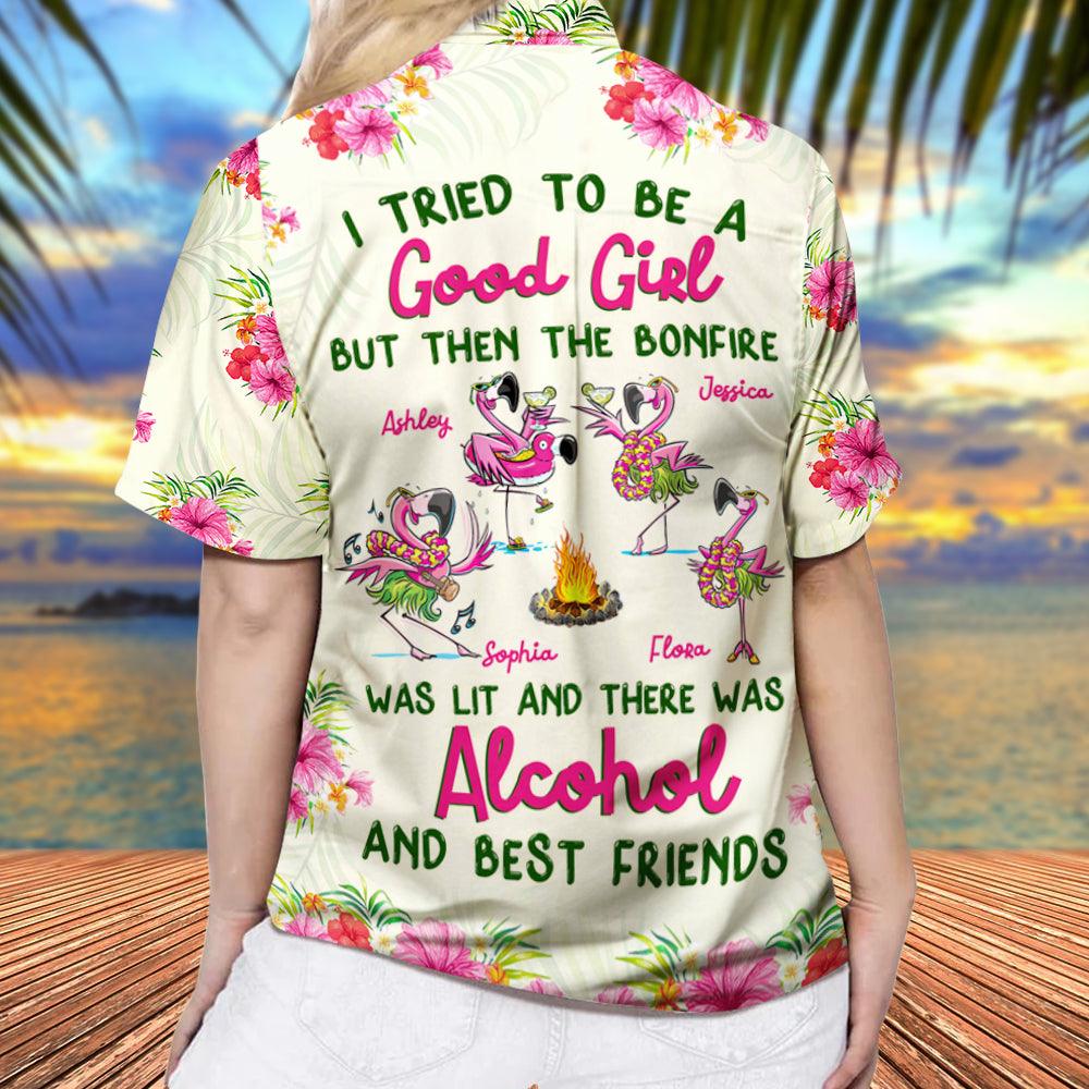 Personalized I Tried To Be Good Girl Flamingo Hawaiian Shirt, Gift For Her - Extrabily