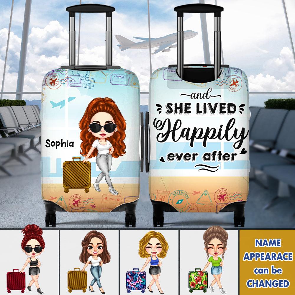 Personalized Just a Girl Who Loves Traveling Luggage Cover, Gift For Her - Extrabily