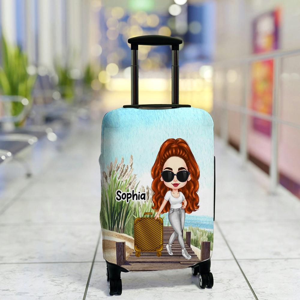 Personalized Just a Girl Who Loves Traveling Luggage Cover, Gift For Her - Extrabily