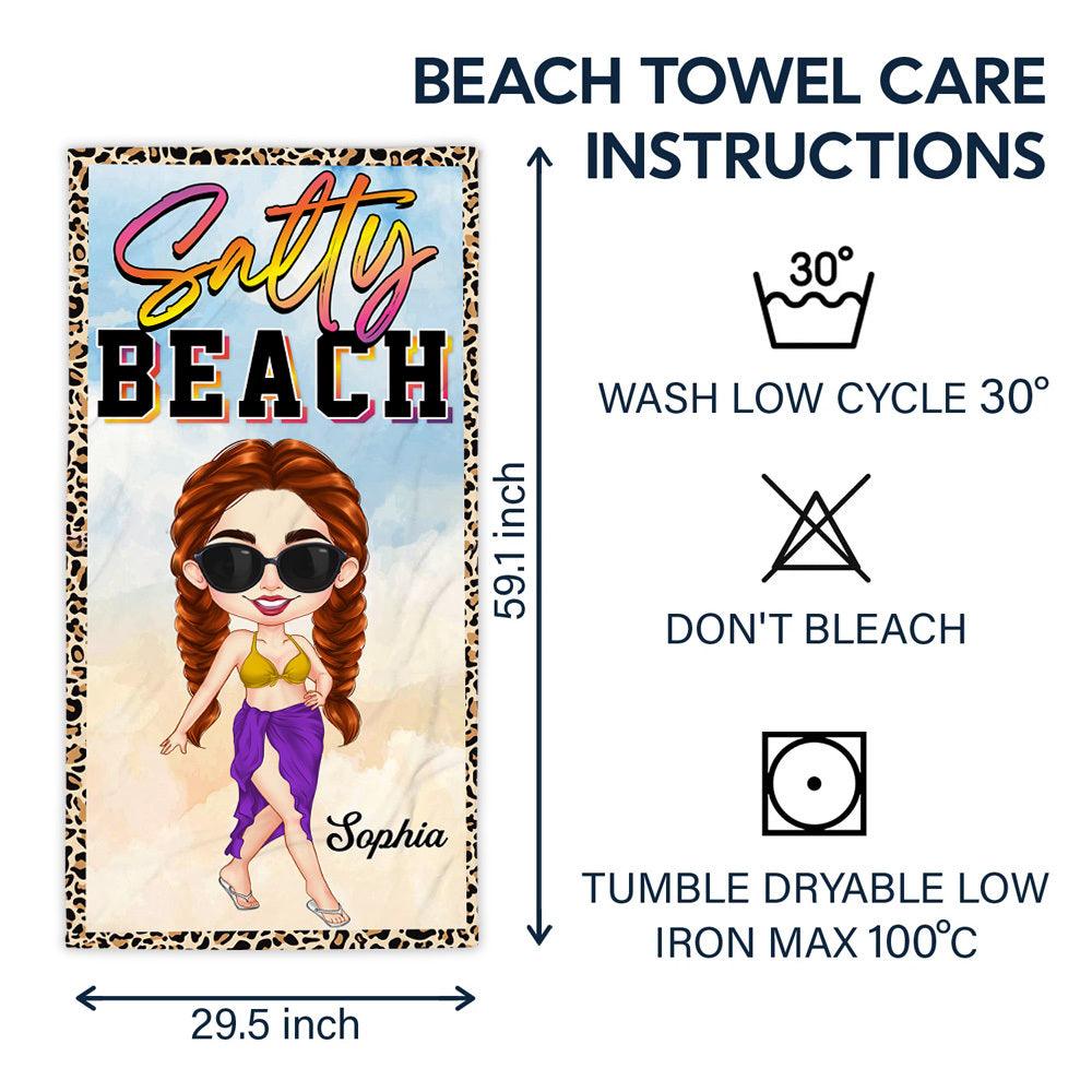 Personalized Salty Beach Summer Girl Beach Towel, Gift For Her - Extrabily