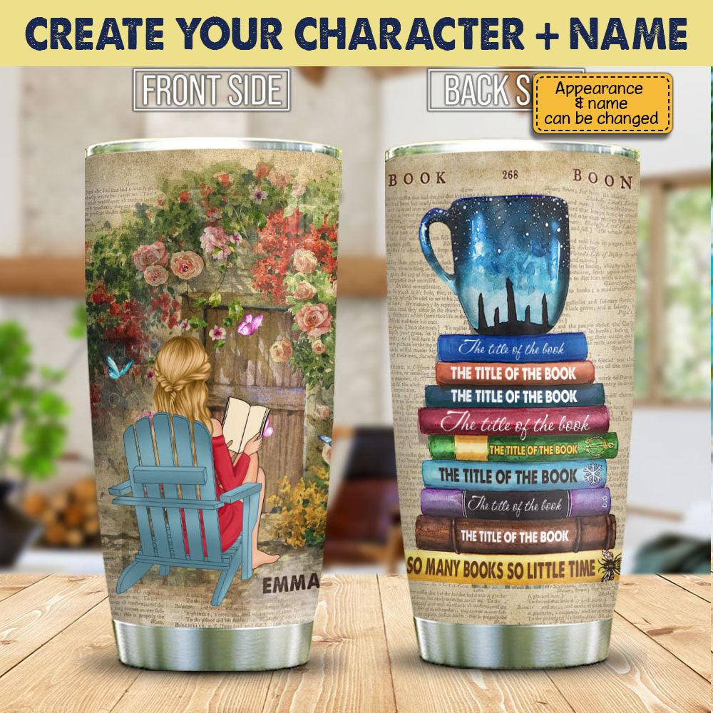 Personalized So Many Books So Little Time Reading Girl Tumbler - Extrabily