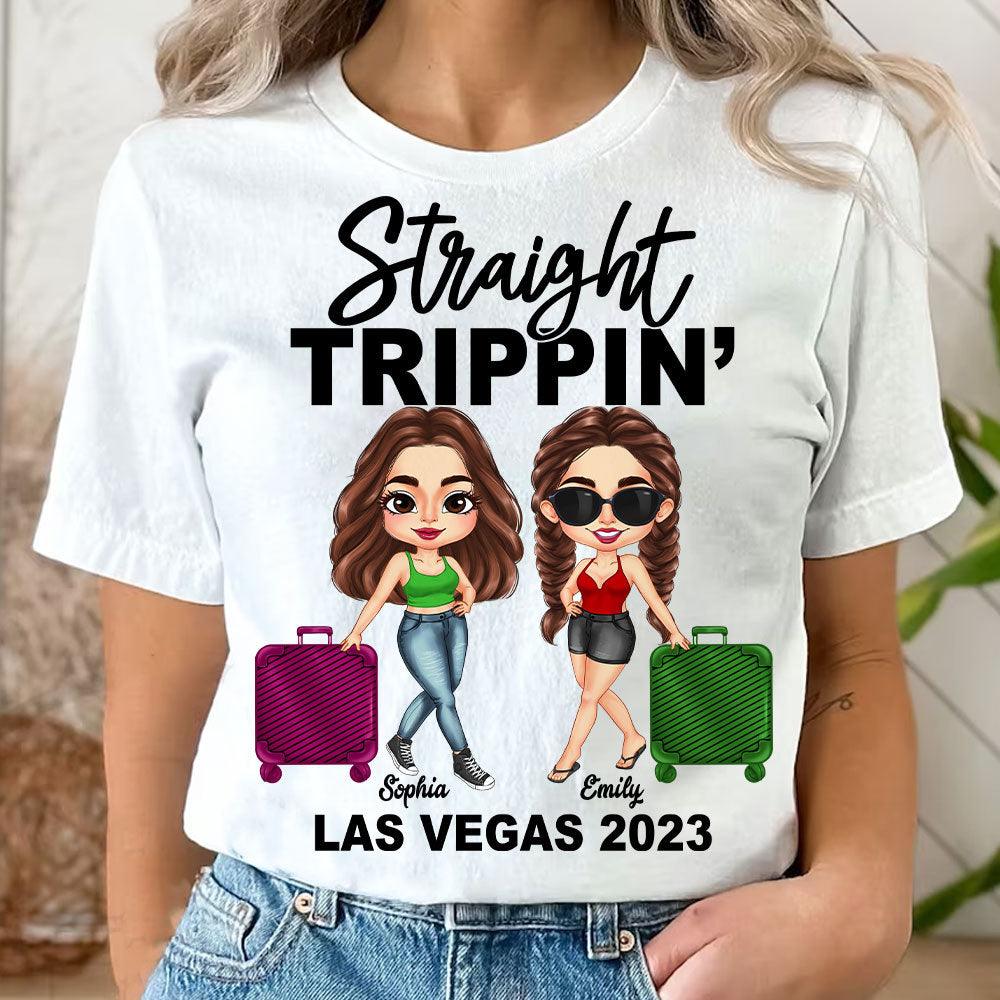 Personalized Straight Trippin' Traveling Besties T-shirt - Extrabily
