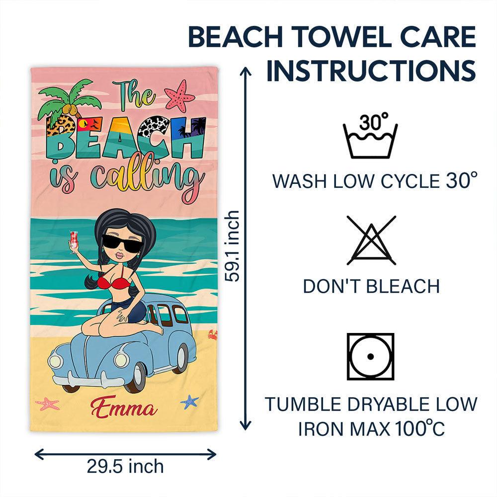 Personalized The Beach Is Calling Summer Beach Towel, Gift For Her - Extrabily