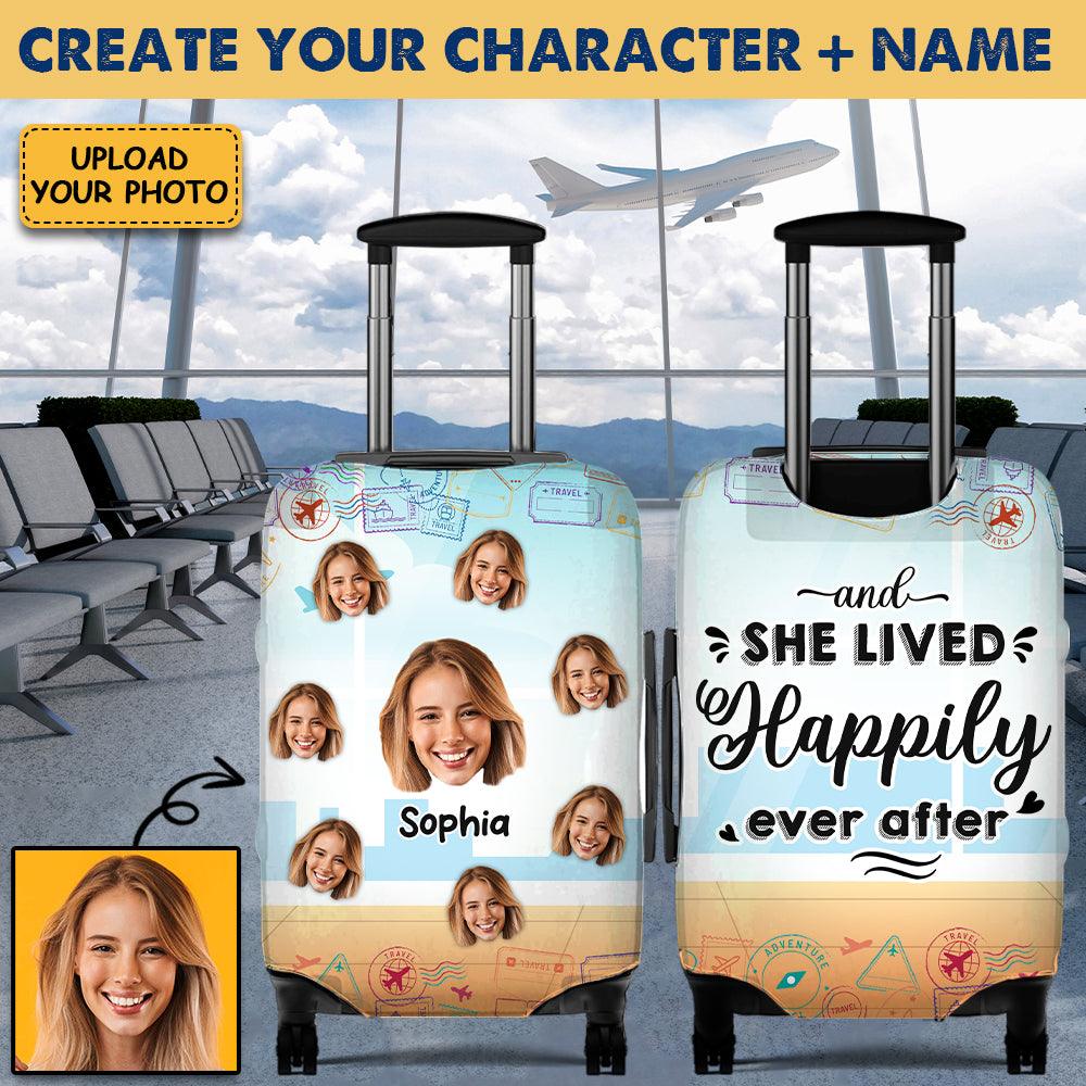 Upload Your Photo Just a Girl Who Loves Traveling Luggage Cover, Gift For Her - Extrabily