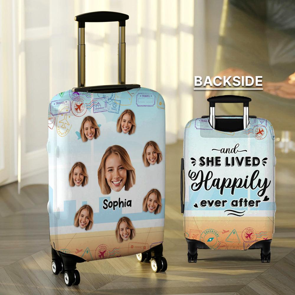 Upload Your Photo Just a Girl Who Loves Traveling Luggage Cover, Gift For Her - Extrabily